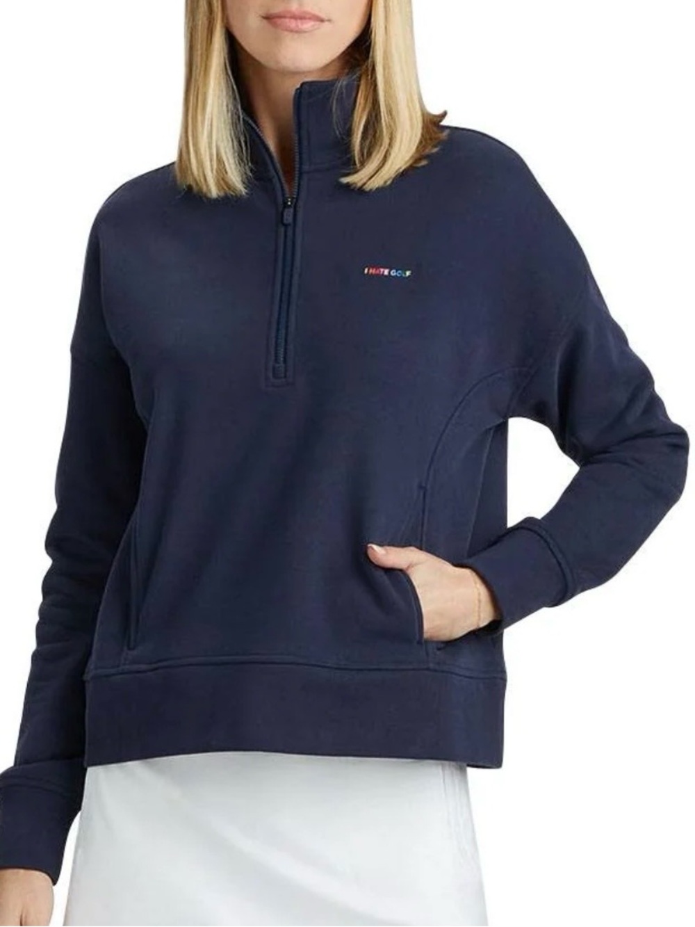 GFore I hate golf French terry 1/4 zip sweatshirt blue medium women Twilight